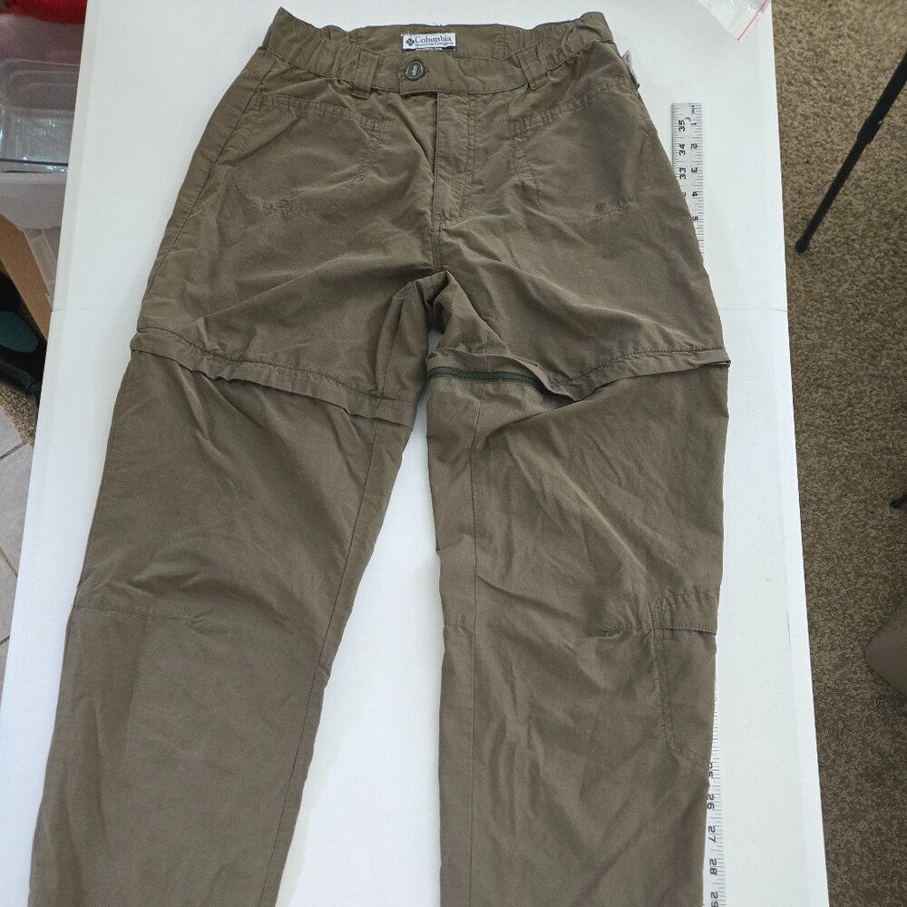 Columbia Convertible Hiking Pants Zip Off Size 8 Outdoor Olive-Khaki